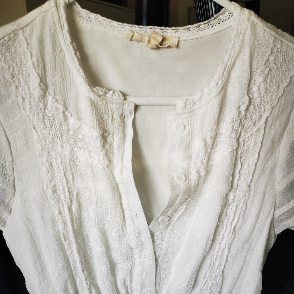 Beautiful boho feminine Rebellion white Midi Dress, short sleeve, size S - Picture 4 of 9